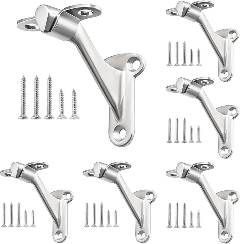 Youeon 6 Pack 3 Inch Handrail Stair Bracket Brushed Nickel, Rust-Proof & Heavy Duty Hand Rail Brackets with Mounting Screws for Home Office Stail Support, Stairway Railing Brackets - Image 1